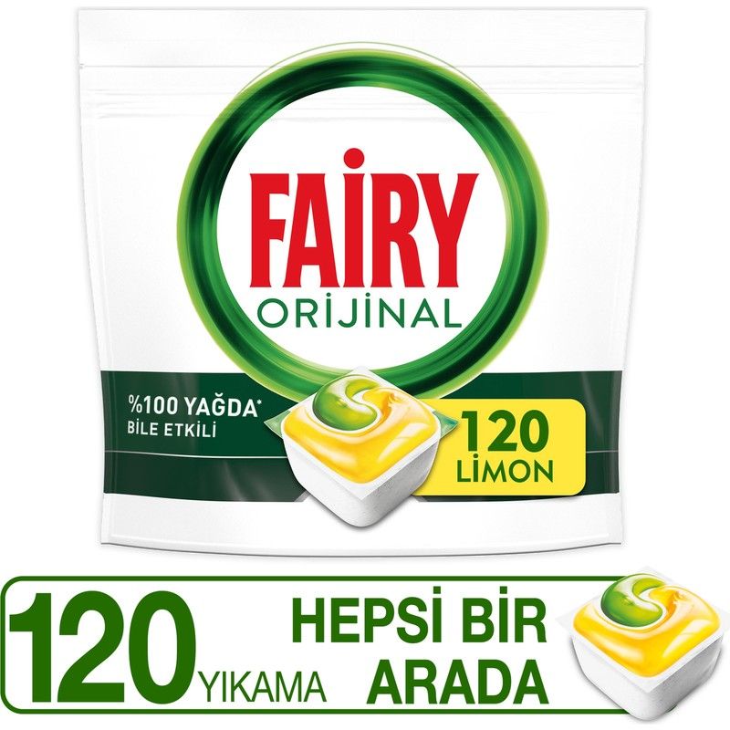 Hepsi Bir Arada Bulaşık Makinesi Deterjanı Kapsülü/Tableti 120 Yıkama Limon Kokulu